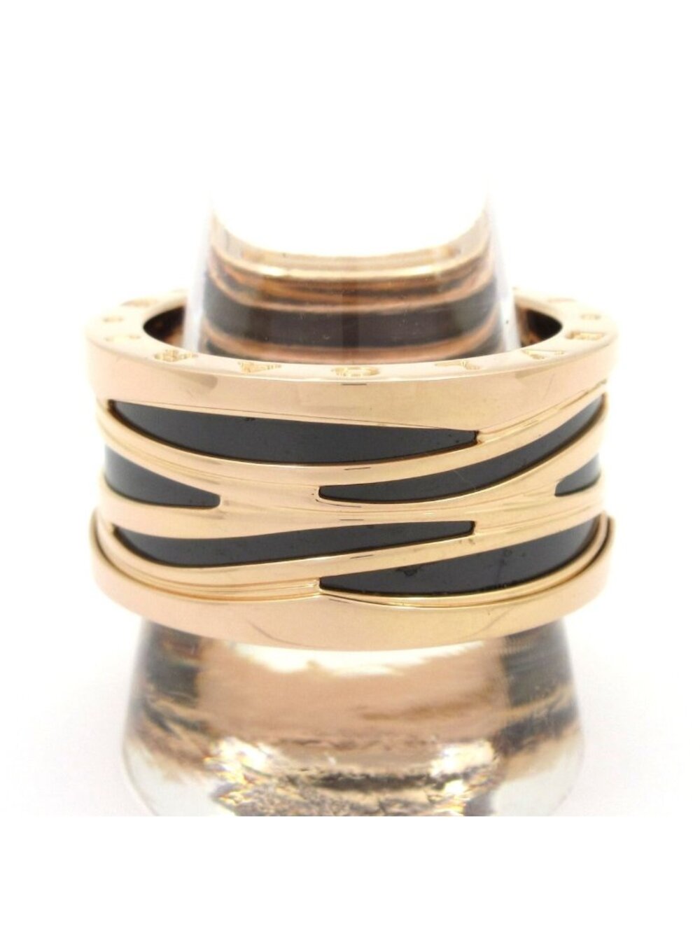 Bvlgari Ring 63 B.zero1 Design Legend 18k Pink Gold Black